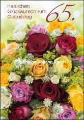 Klappkarte 65. Geburtstag, Rosenstrau